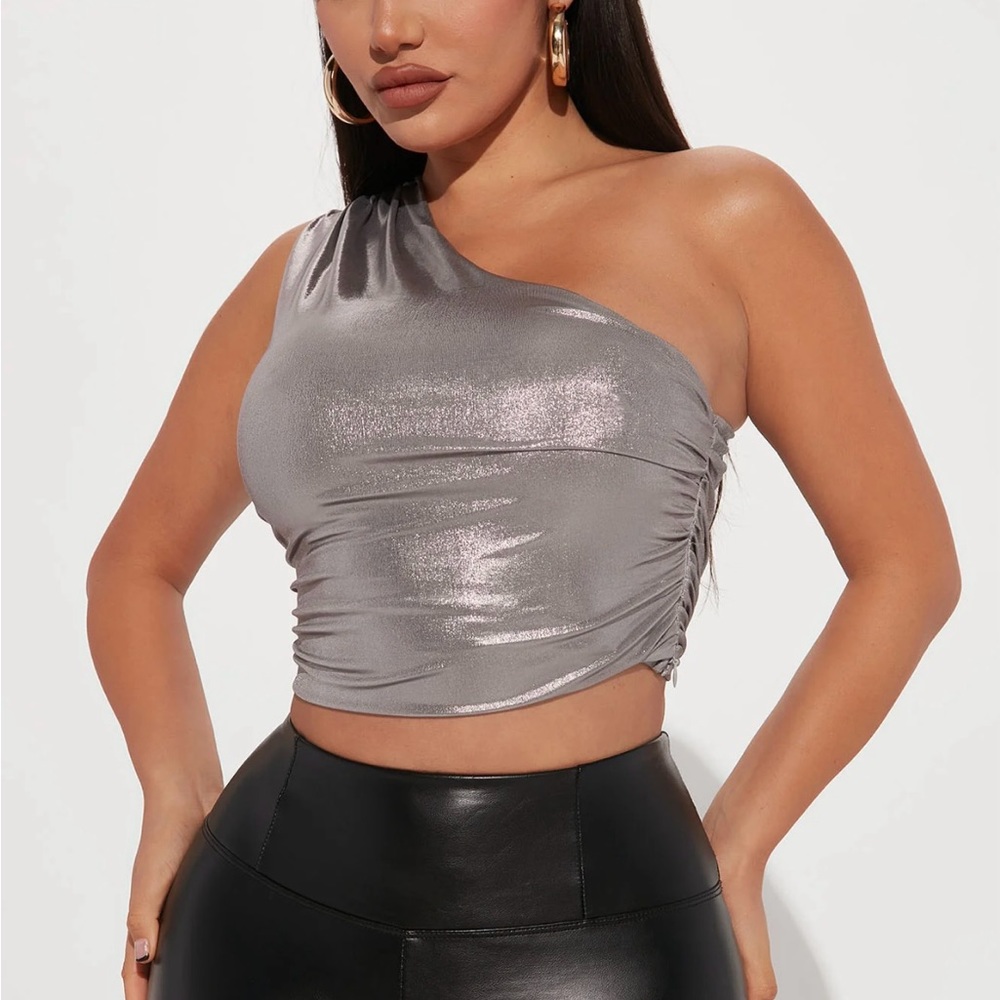 Silver one shoulder top